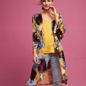 Anthropologie Aurelia Velvet Floral Kimono